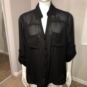 IZ BYER black Sheer Blouse